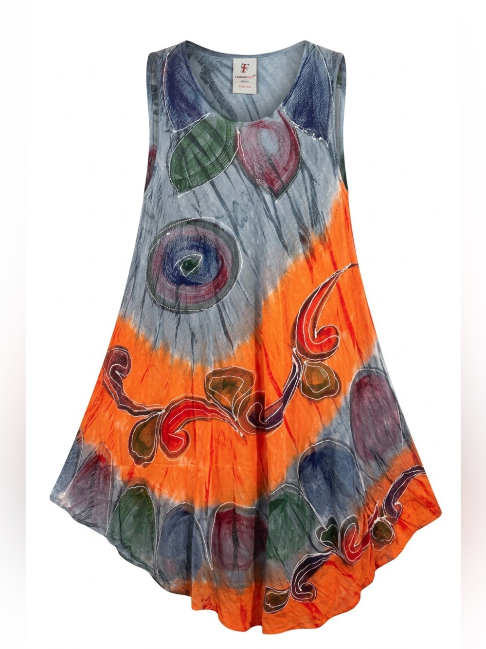 FashionStyle Printed Tank Top with Multicolor Design tie dye, vacation dress